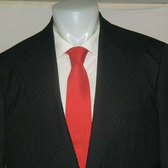 Brooks Brothers Vintage  Custom Clothiers Navy Striped Two Button Suit 40R - Picture 5 of 12
